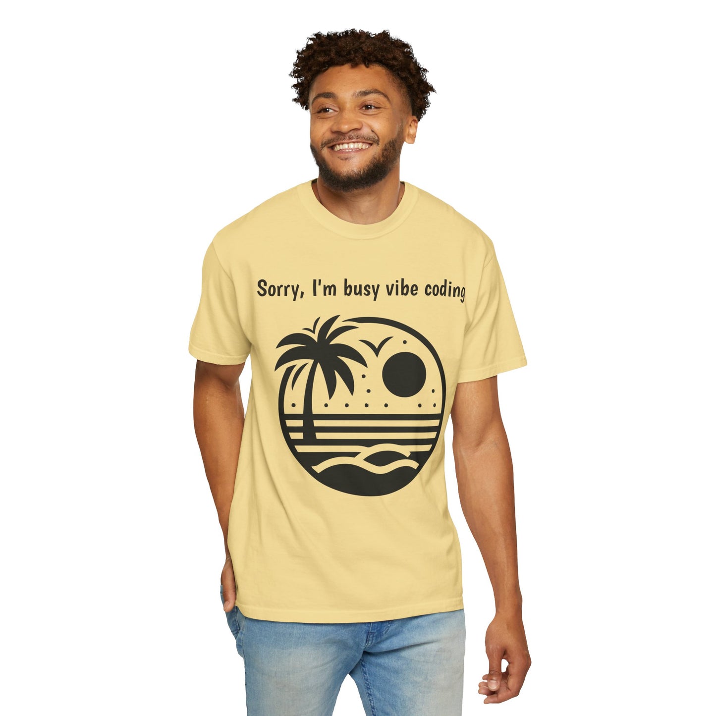 Sorry I'm Busy Vibe Coding T-Shirt | Beach & Coding Tee | Programmer Gift