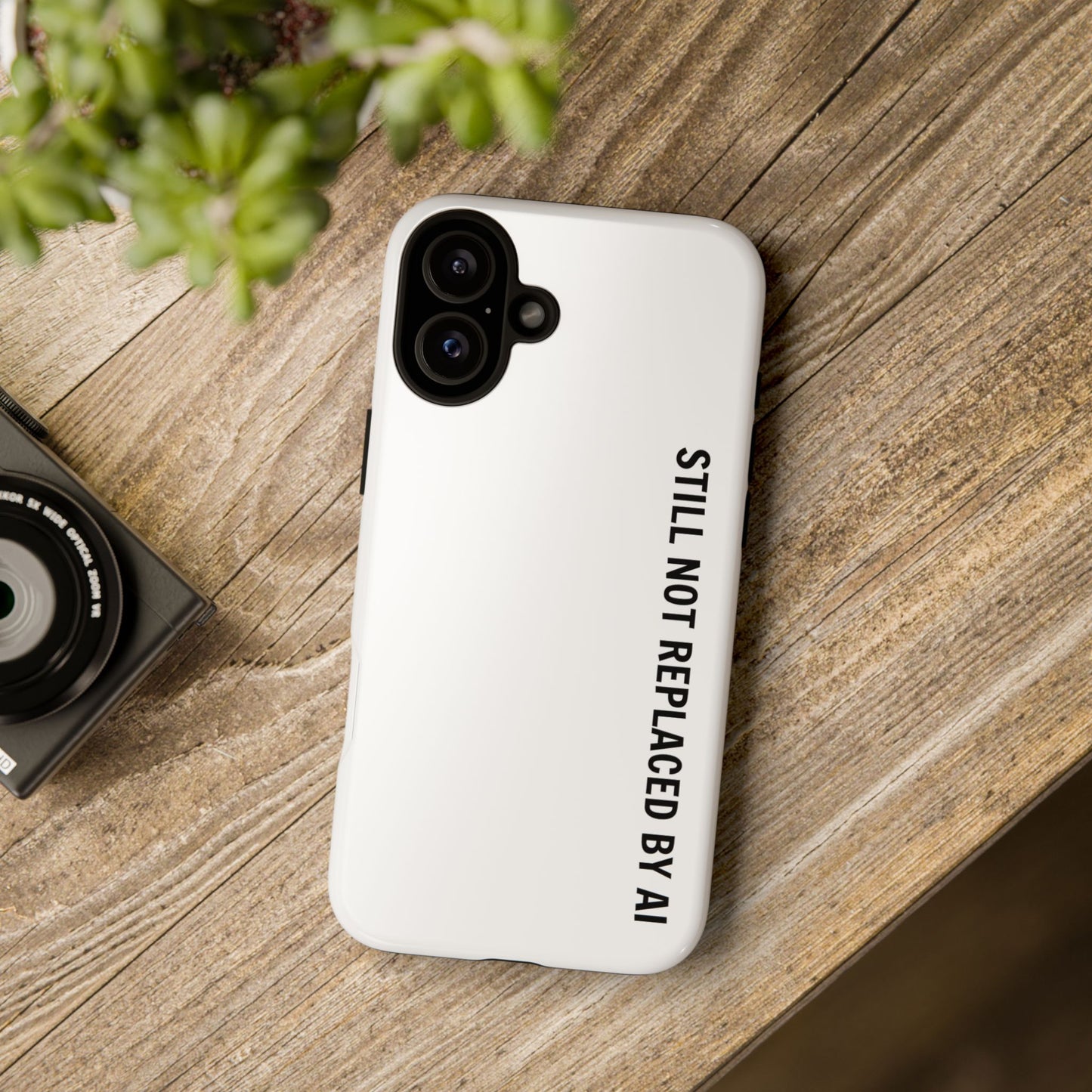 Still Not Replaced by AI – Funny Tough Phone Case for Programmers & Tech Enthusiasts