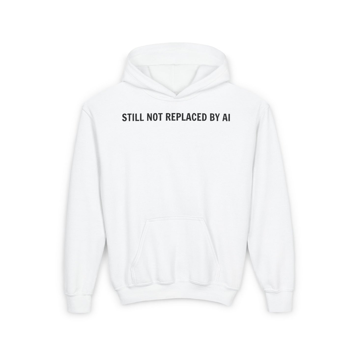 Still Not Replaced by AI – Youth Tech Hoodie for Future Coders | Ultra-Soft Blend Sweatshirt