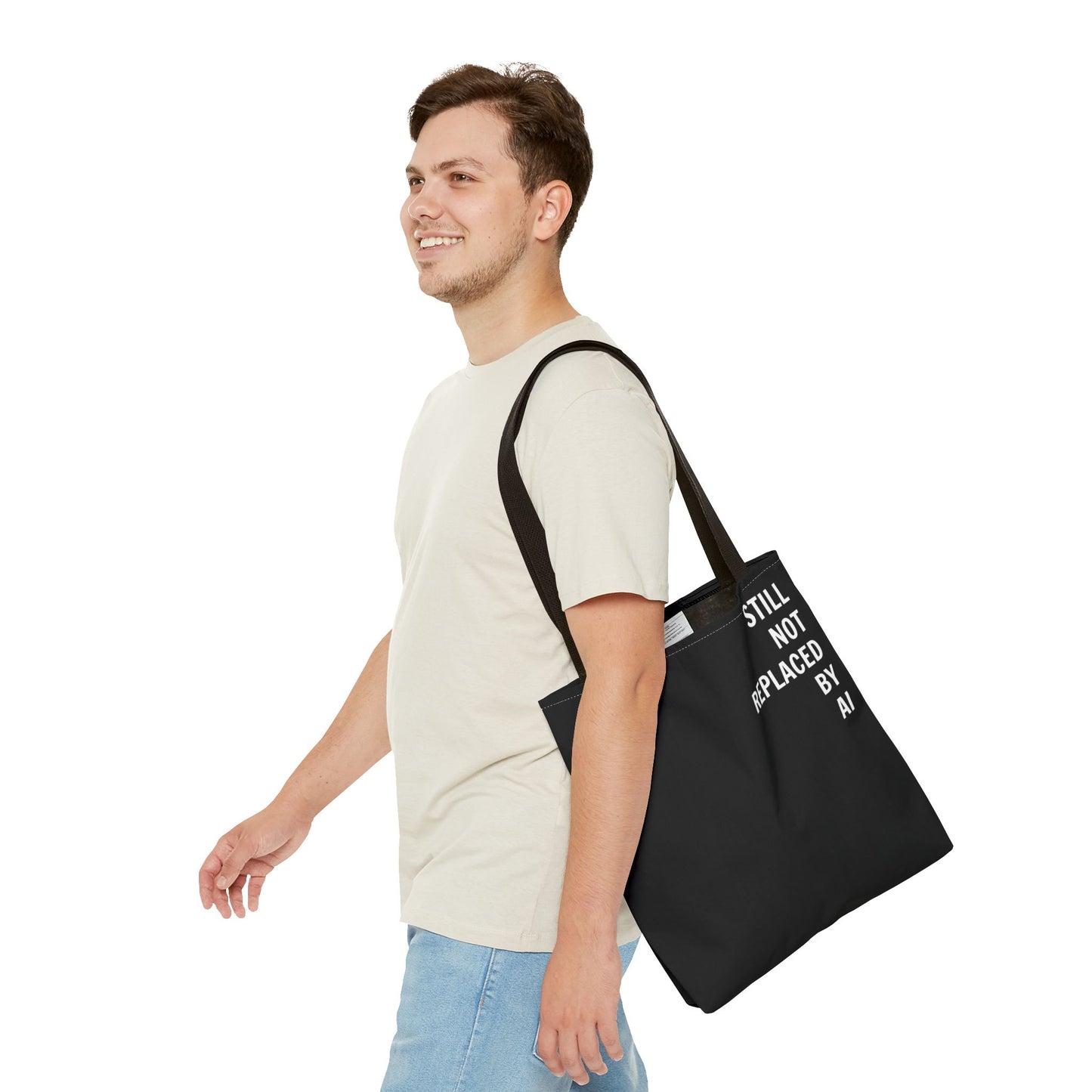 Still Not Replaced by AI – Funny Tote Bag for Programmers & Tech Enthusiasts