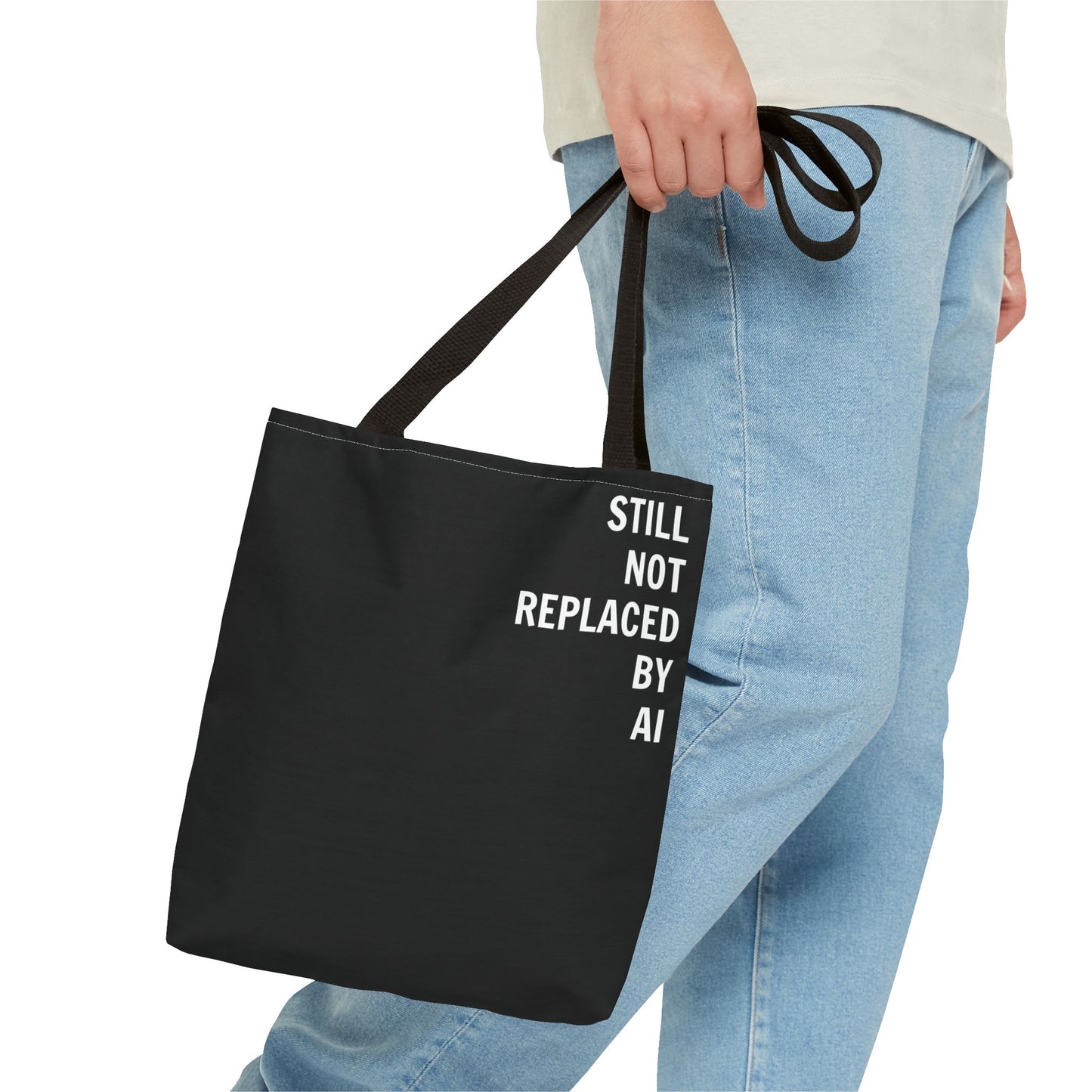 Still Not Replaced by AI – Funny Tote Bag for Programmers & Tech Enthusiasts