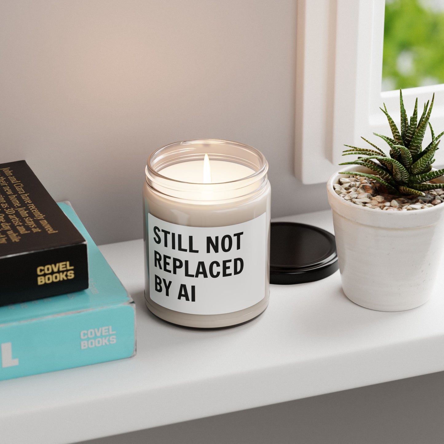 Still Not Replaced by AI – Funny Scented Soy Candle for Programmers & Tech Enthusiasts