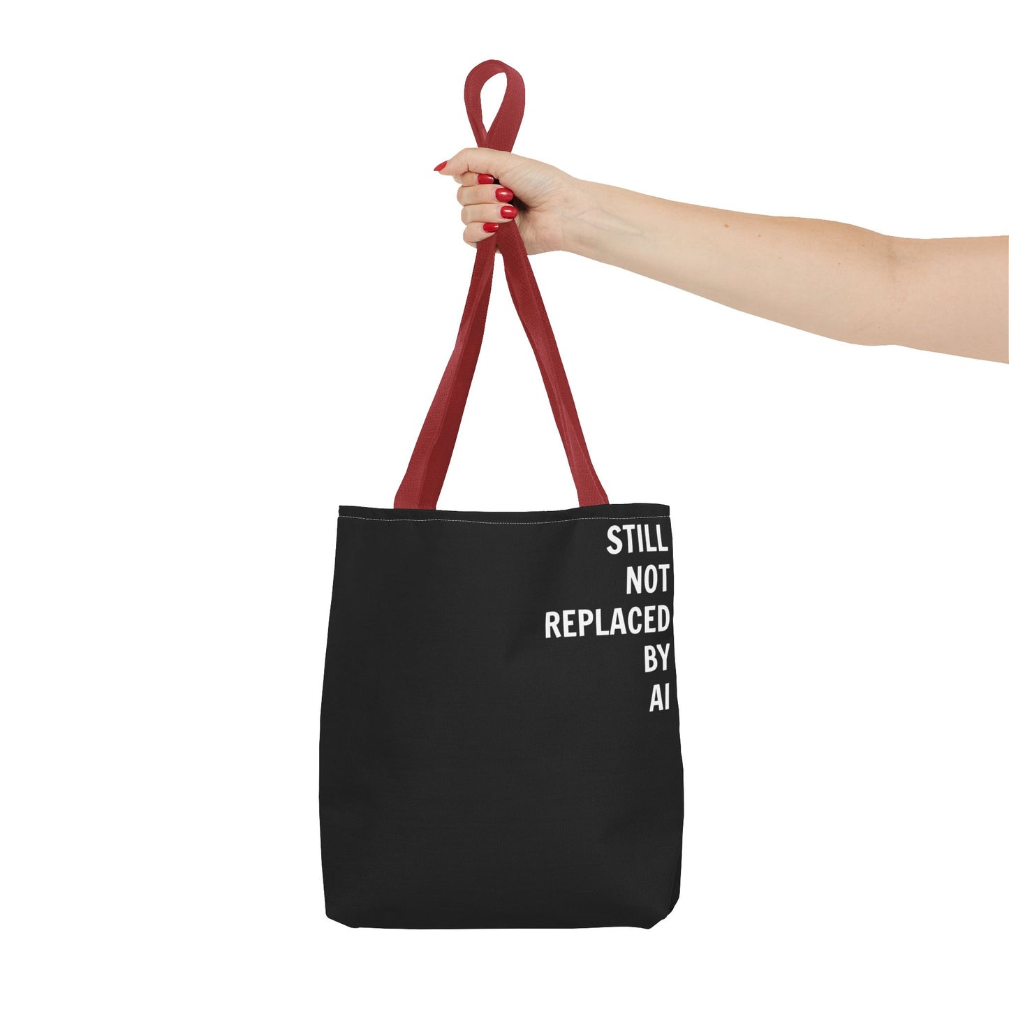 Still Not Replaced by AI – Funny Tote Bag for Programmers & Tech Enthusiasts