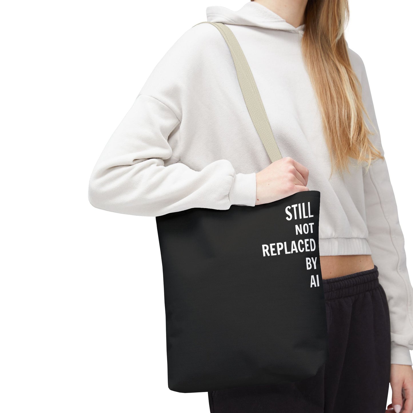 Still Not Replaced by AI – Funny Tote Bag for Programmers & Tech Enthusiasts
