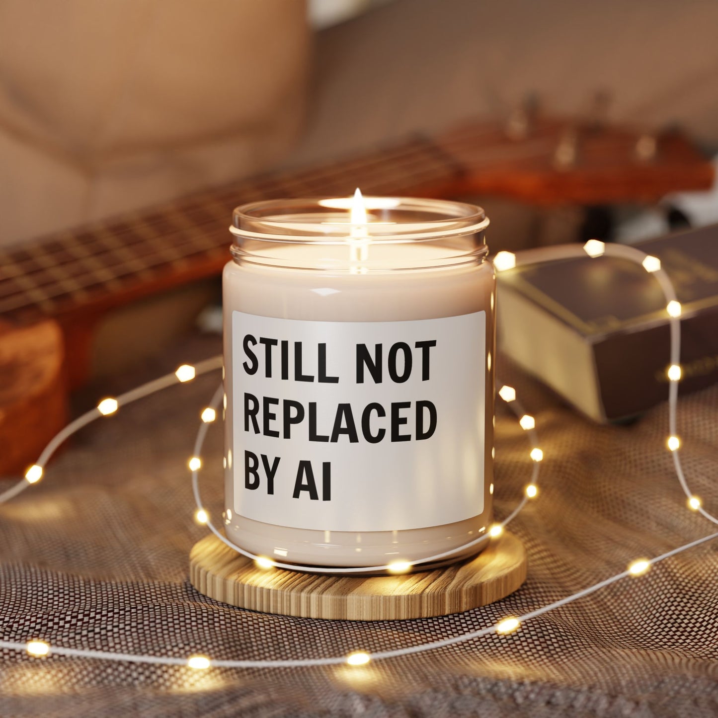 Still Not Replaced by AI – Funny Scented Soy Candle for Programmers & Tech Enthusiasts