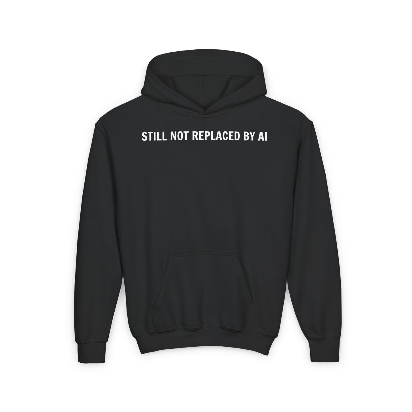 Still Not Replaced by AI – Youth Tech Hoodie for Future Coders | Ultra-Soft Blend Sweatshirt