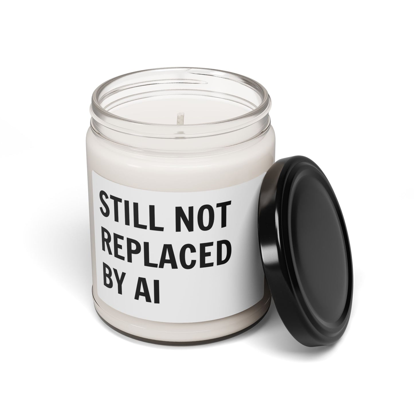 Still Not Replaced by AI – Funny Scented Soy Candle for Programmers & Tech Enthusiasts