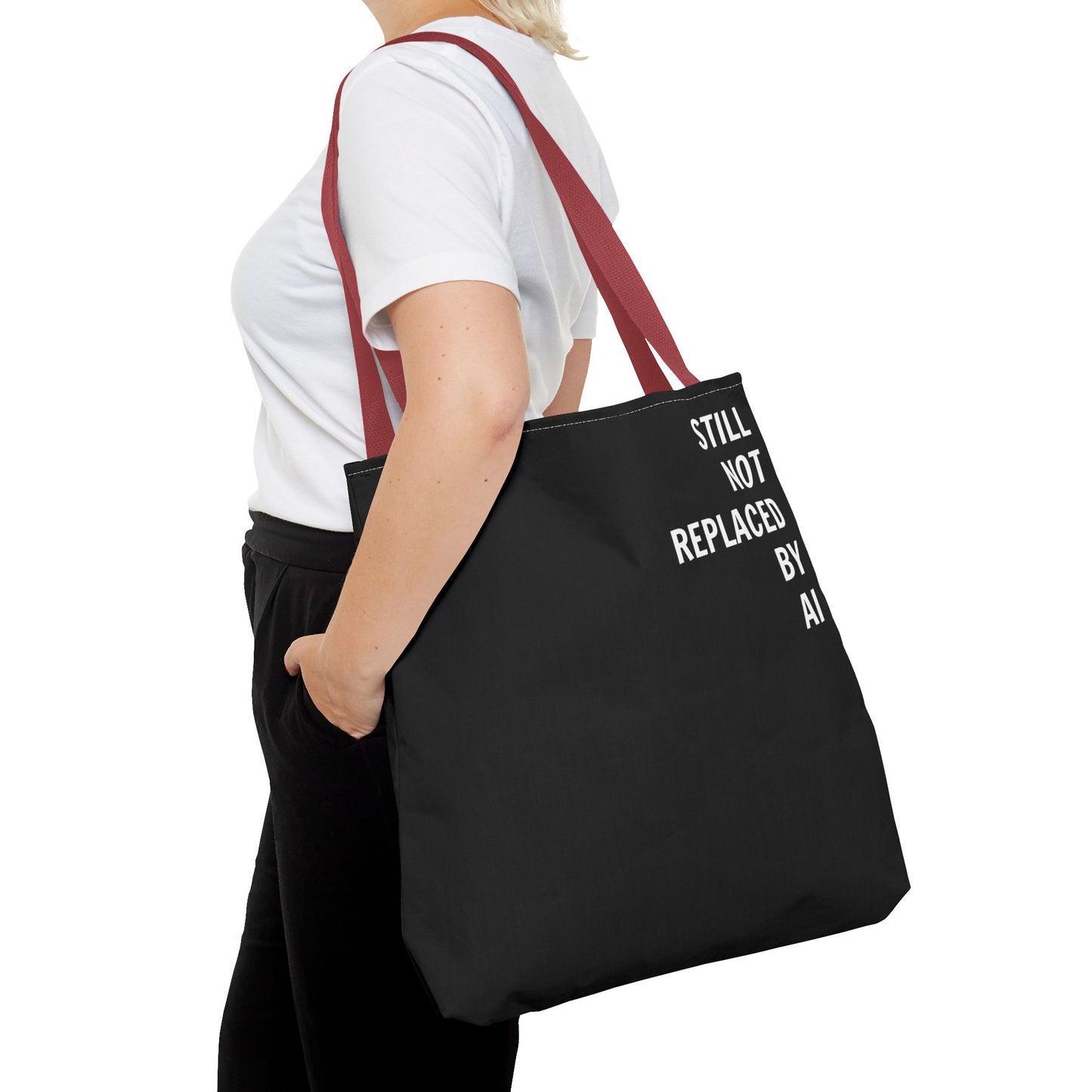Still Not Replaced by AI – Funny Tote Bag for Programmers & Tech Enthusiasts