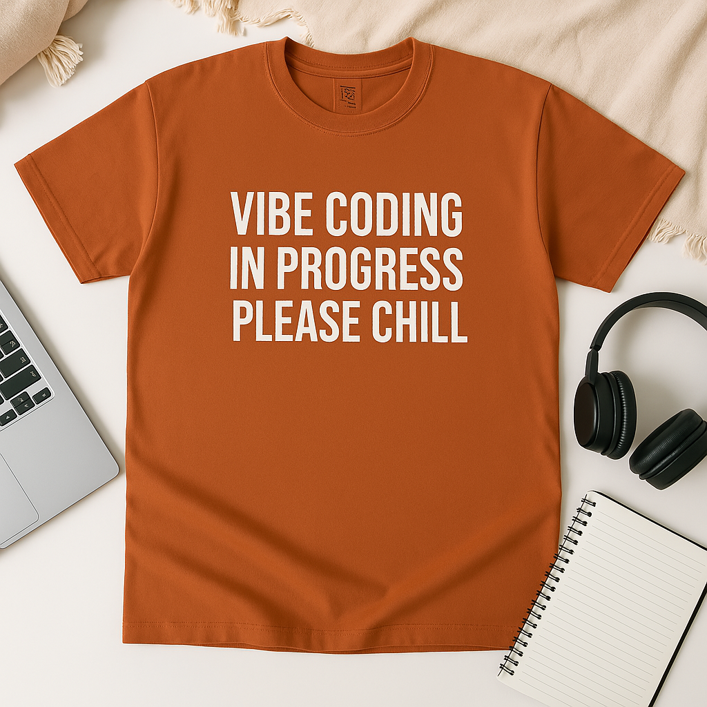 Vibe Coding in Progress Please Chill T-Shirt | Funny Programmer Tee | Coding Humor Gift