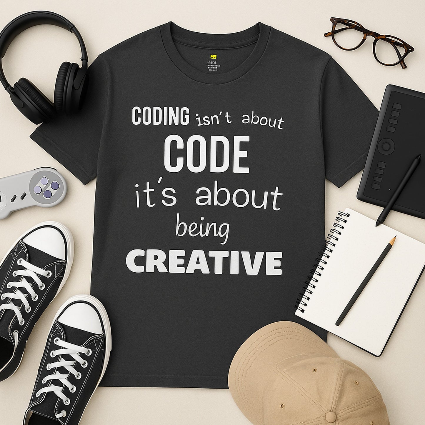 Coder Shirt – "Coding Isn't About Code, It's About Being Creative" – Programming T-Shirt for Developers
