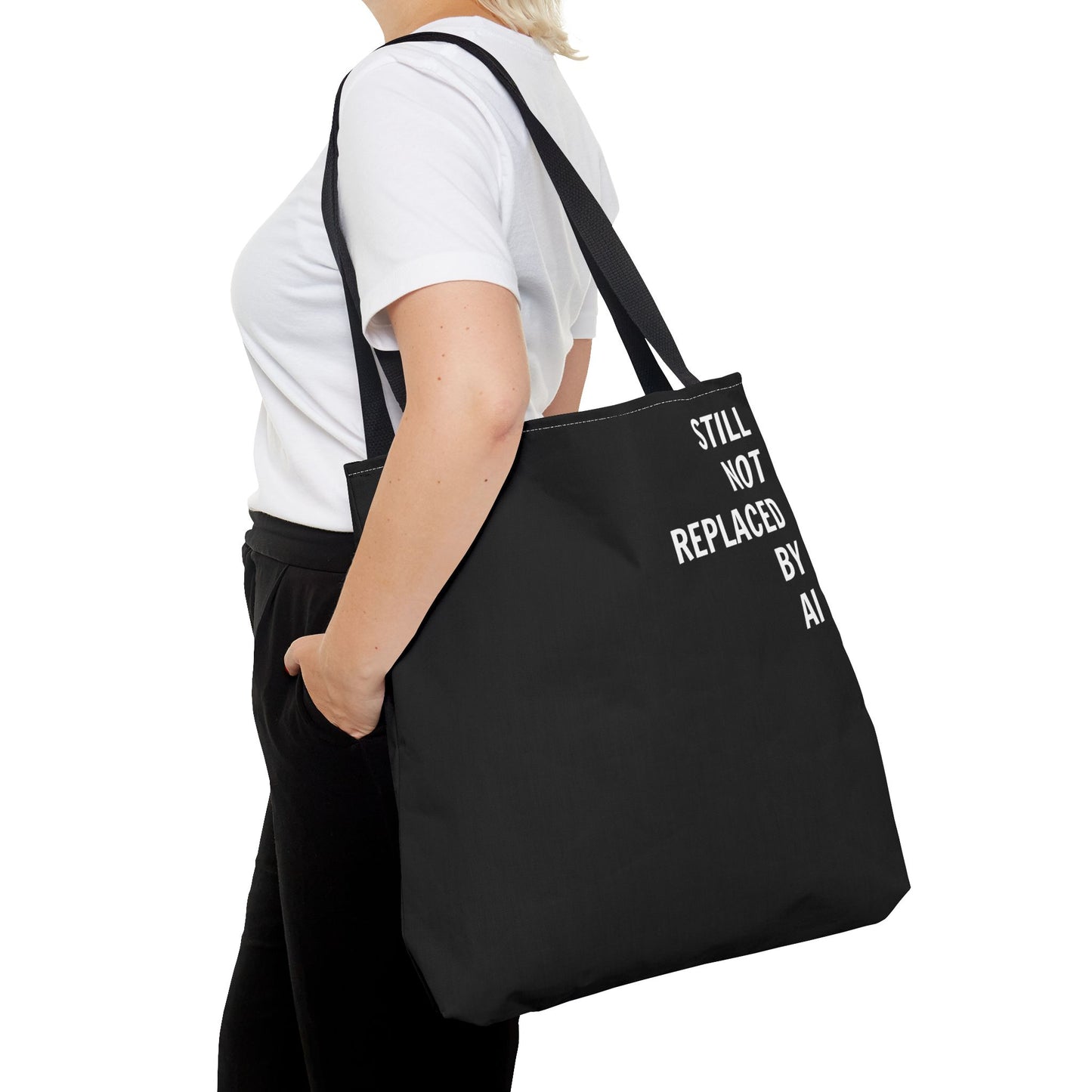 Still Not Replaced by AI – Funny Tote Bag for Programmers & Tech Enthusiasts