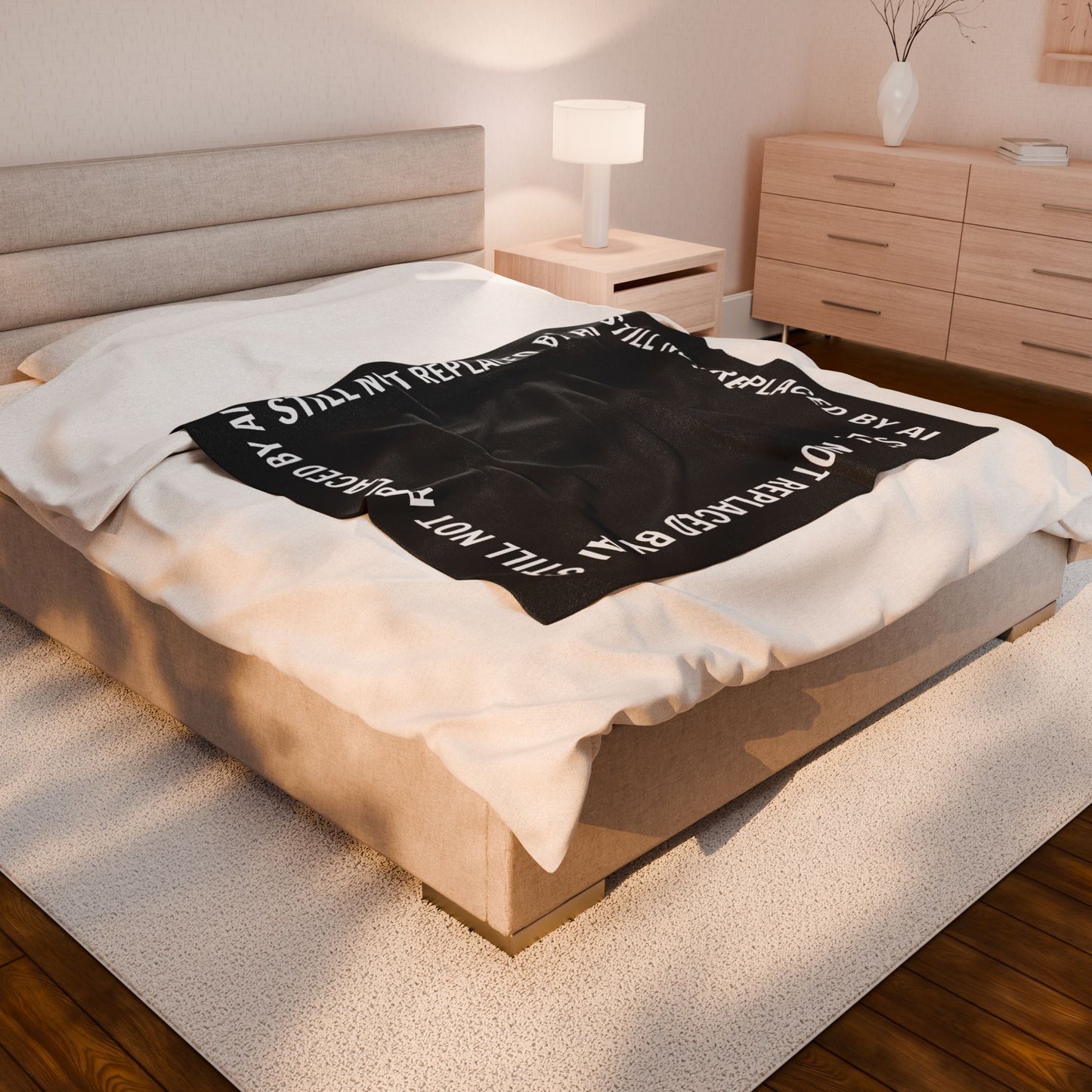 Still Not Replaced by AI – Funny Plush Blanket for Programmers & Tech Enthusiasts