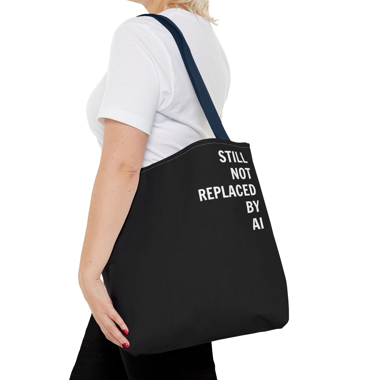 Still Not Replaced by AI – Funny Tote Bag for Programmers & Tech Enthusiasts