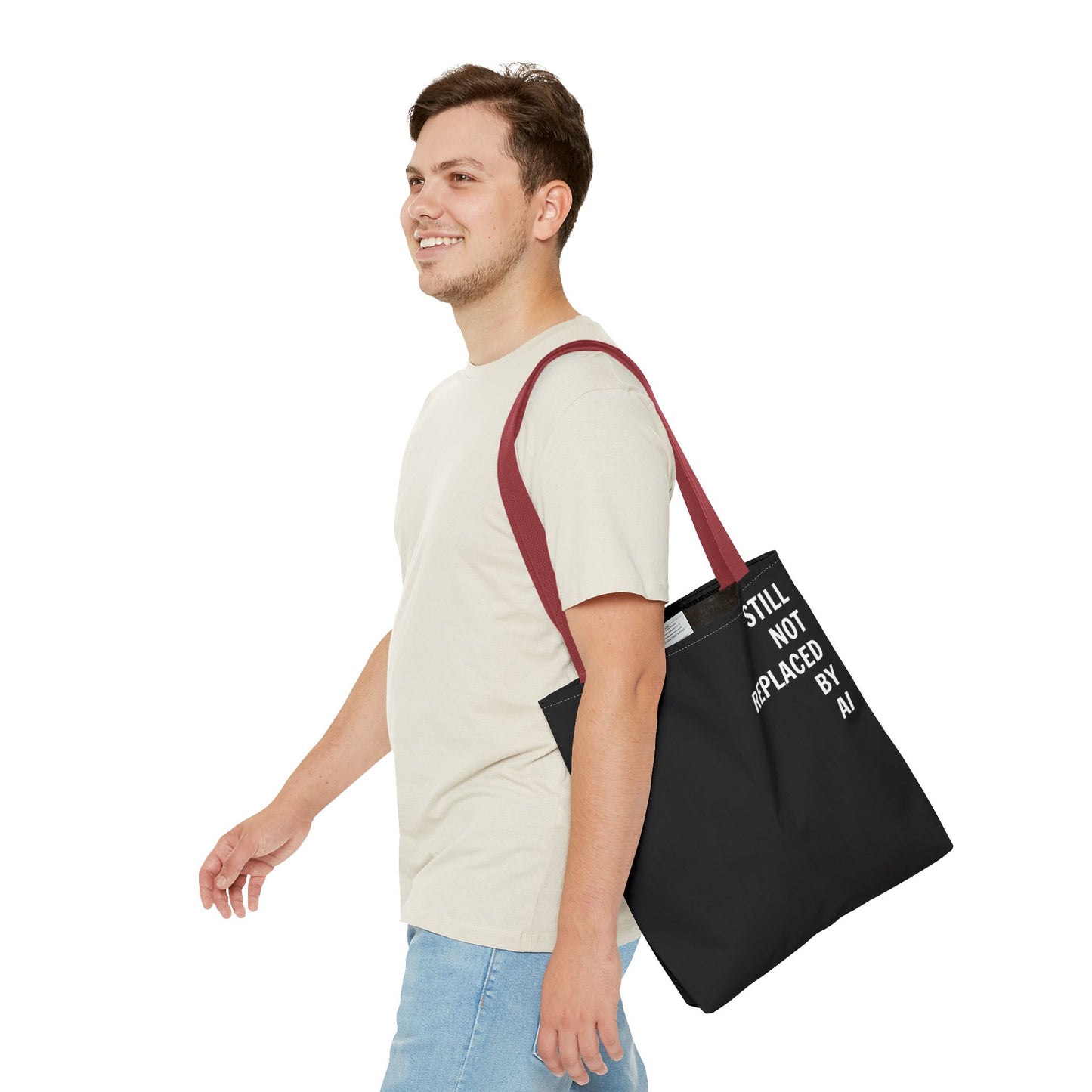 Still Not Replaced by AI – Funny Tote Bag for Programmers & Tech Enthusiasts