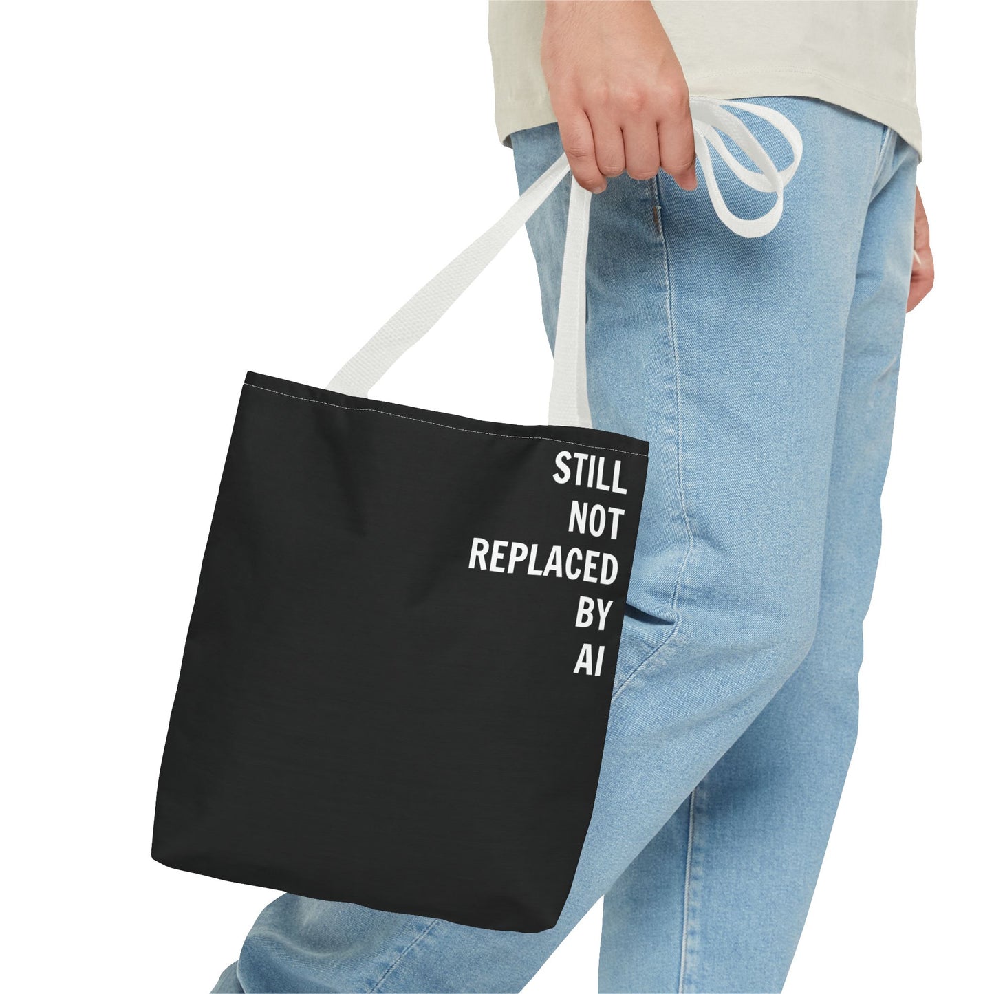 Still Not Replaced by AI – Funny Tote Bag for Programmers & Tech Enthusiasts