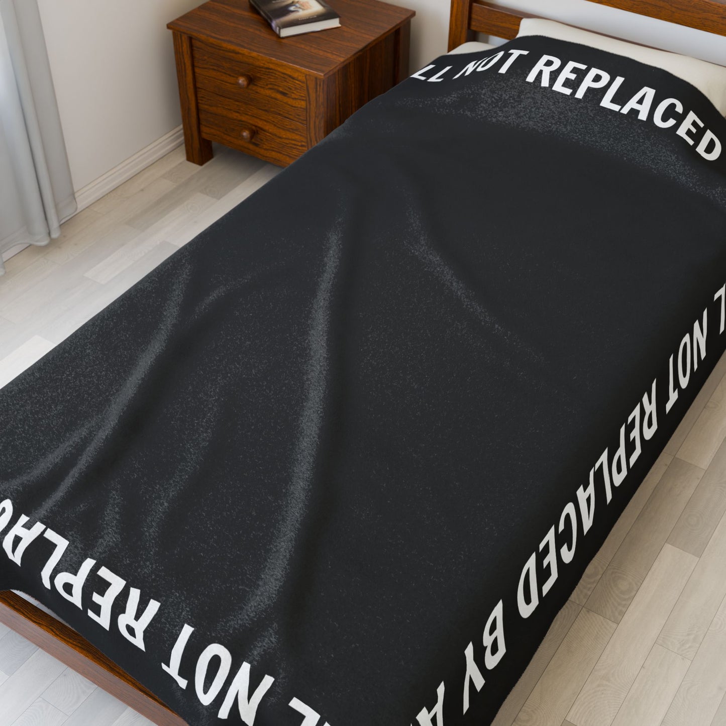Still Not Replaced by AI – Funny Plush Blanket for Programmers & Tech Enthusiasts