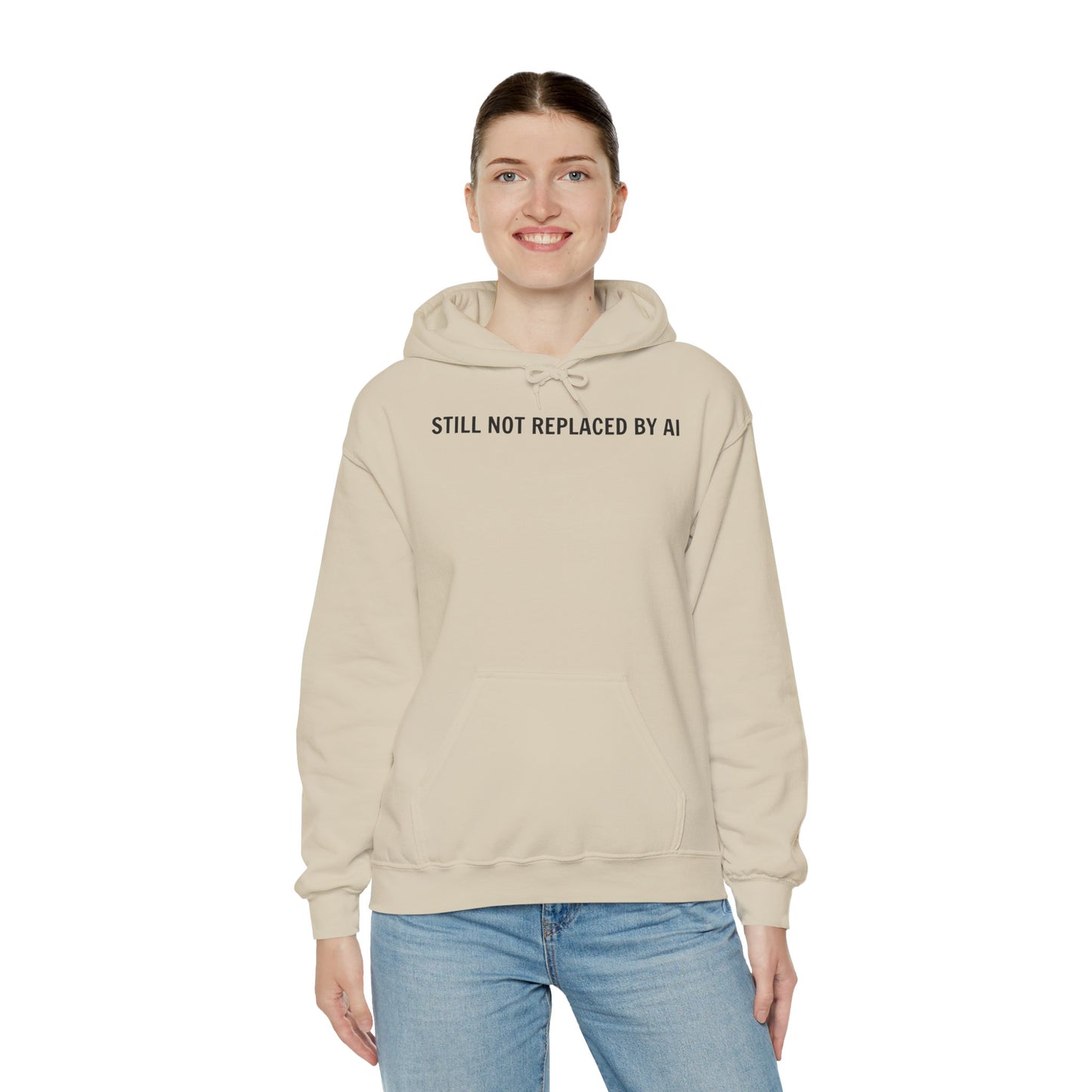 Still Not Replaced by AI – Funny Unisex Hoodie for Programmers & Tech Enthusiasts