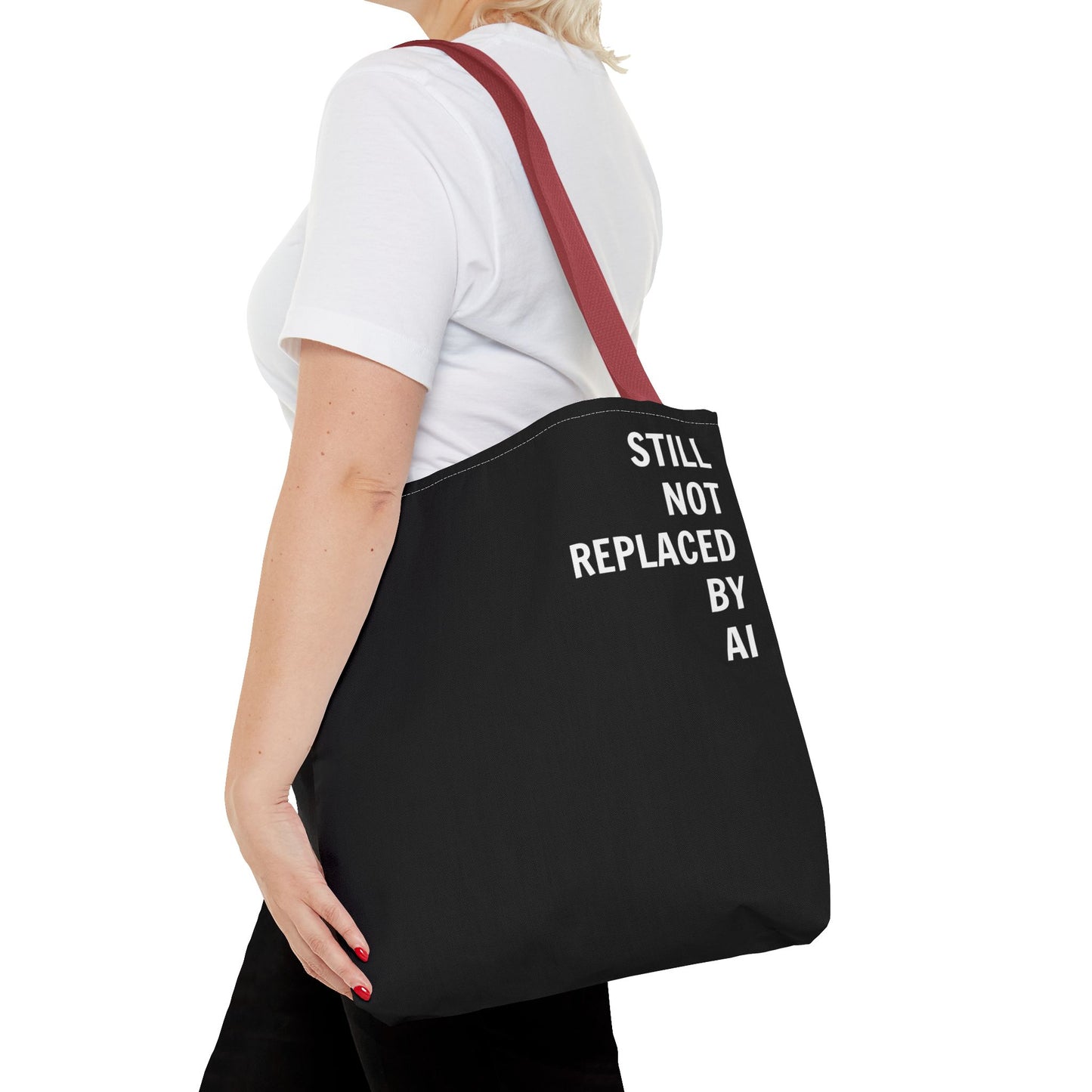 Still Not Replaced by AI – Funny Tote Bag for Programmers & Tech Enthusiasts