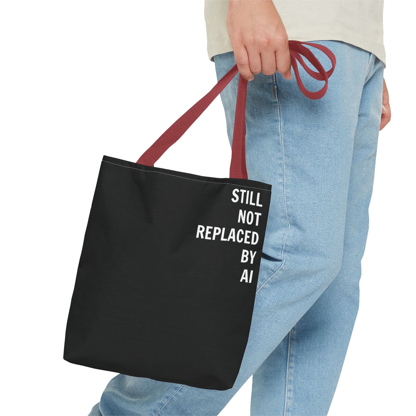 Still Not Replaced by AI – Funny Tote Bag for Programmers & Tech Enthusiasts