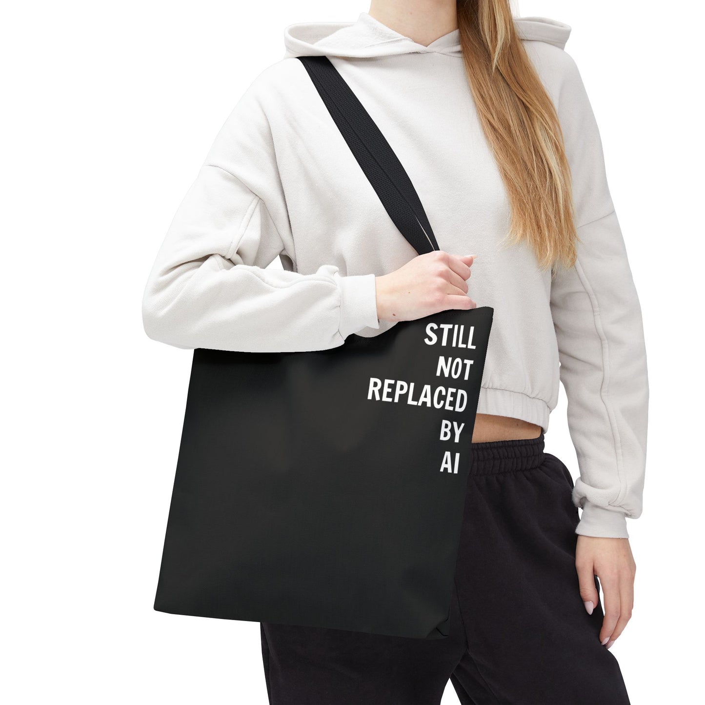 Still Not Replaced by AI – Funny Tote Bag for Programmers & Tech Enthusiasts