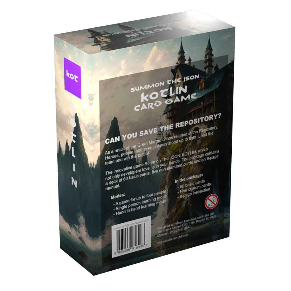 Back view of the Kotlin flashcards box showing details
