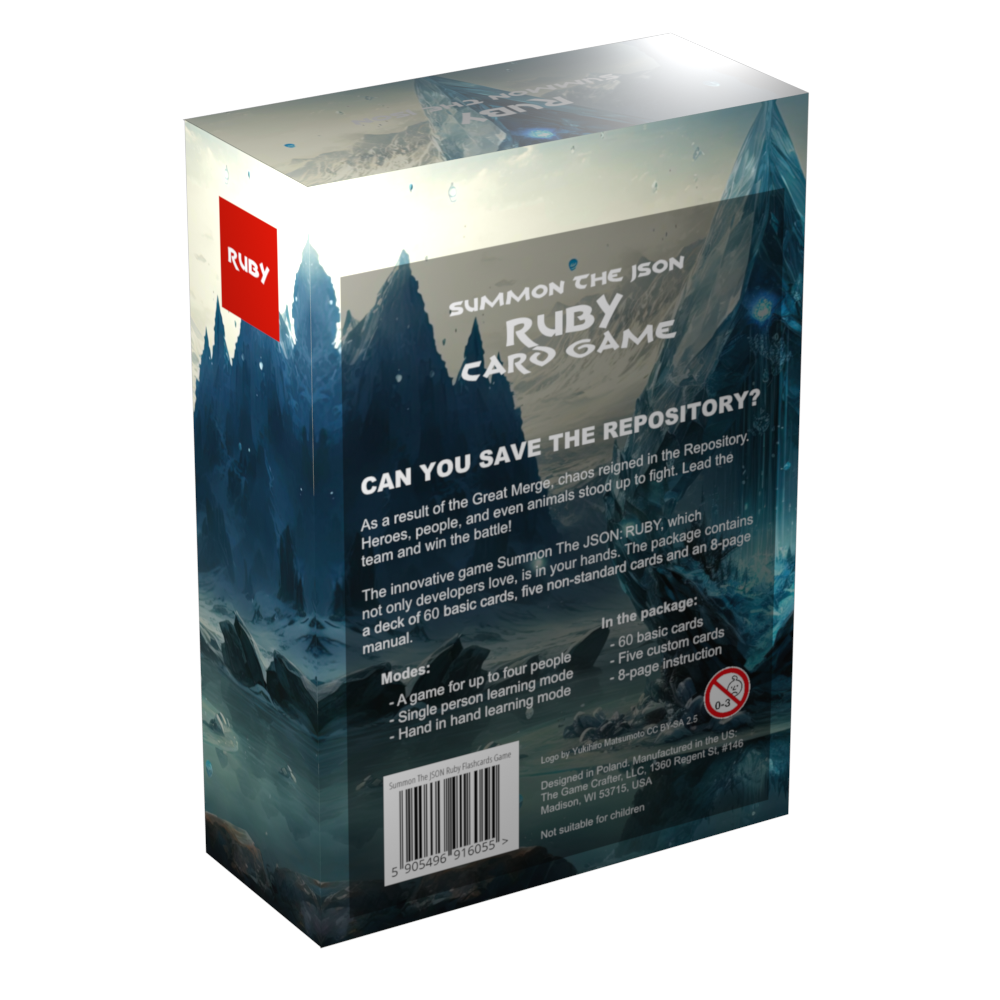 back of the Ruby flashcards box showing features