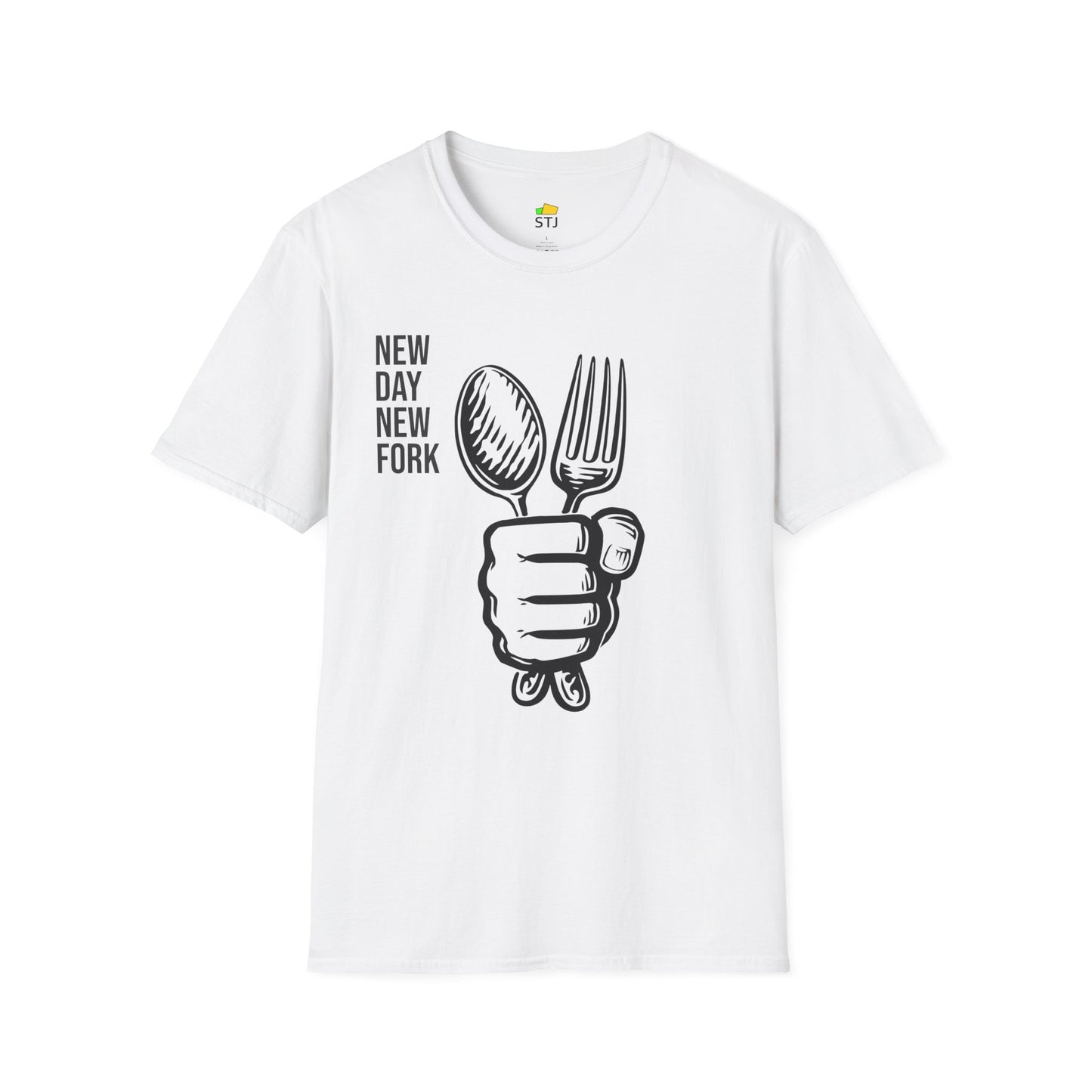 New Day, New Fork – Funny Programmer T-Shirt with Fork & Spoon Illustration