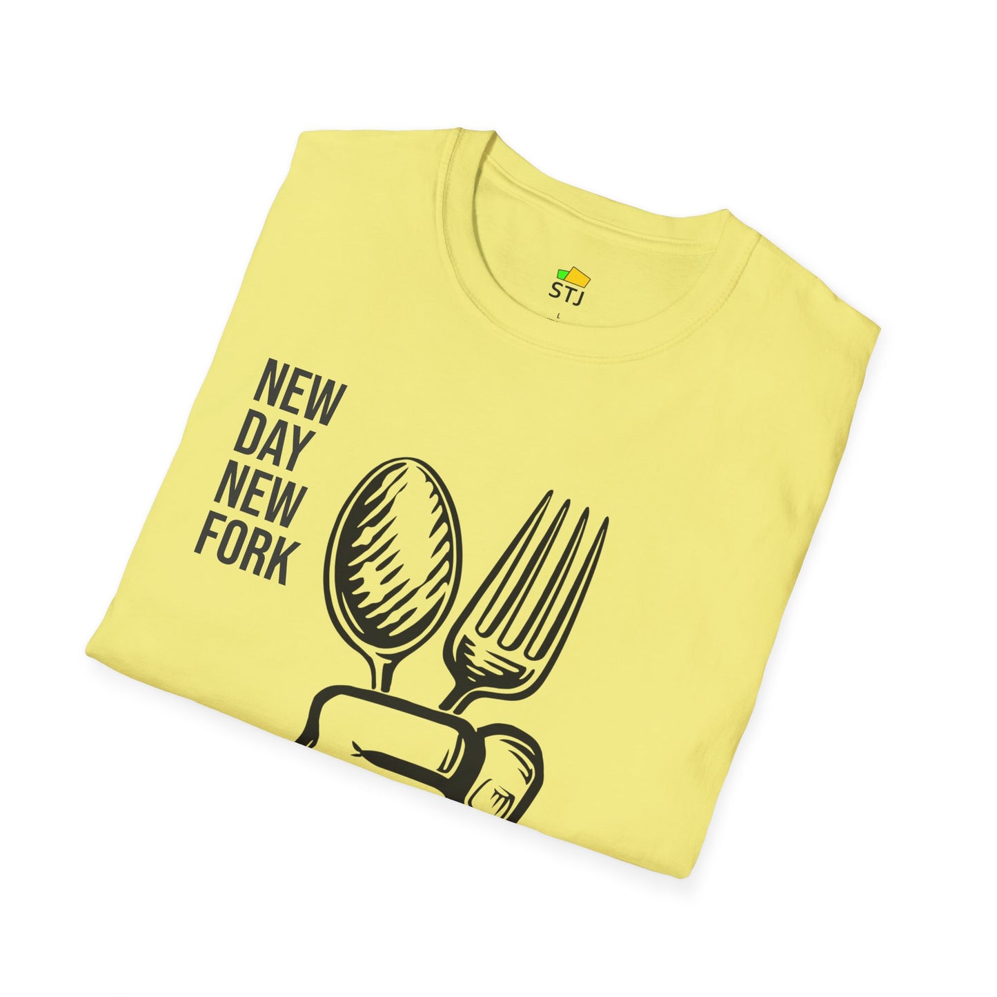 New Day, New Fork – Funny Programmer T-Shirt with Fork & Spoon Illustration