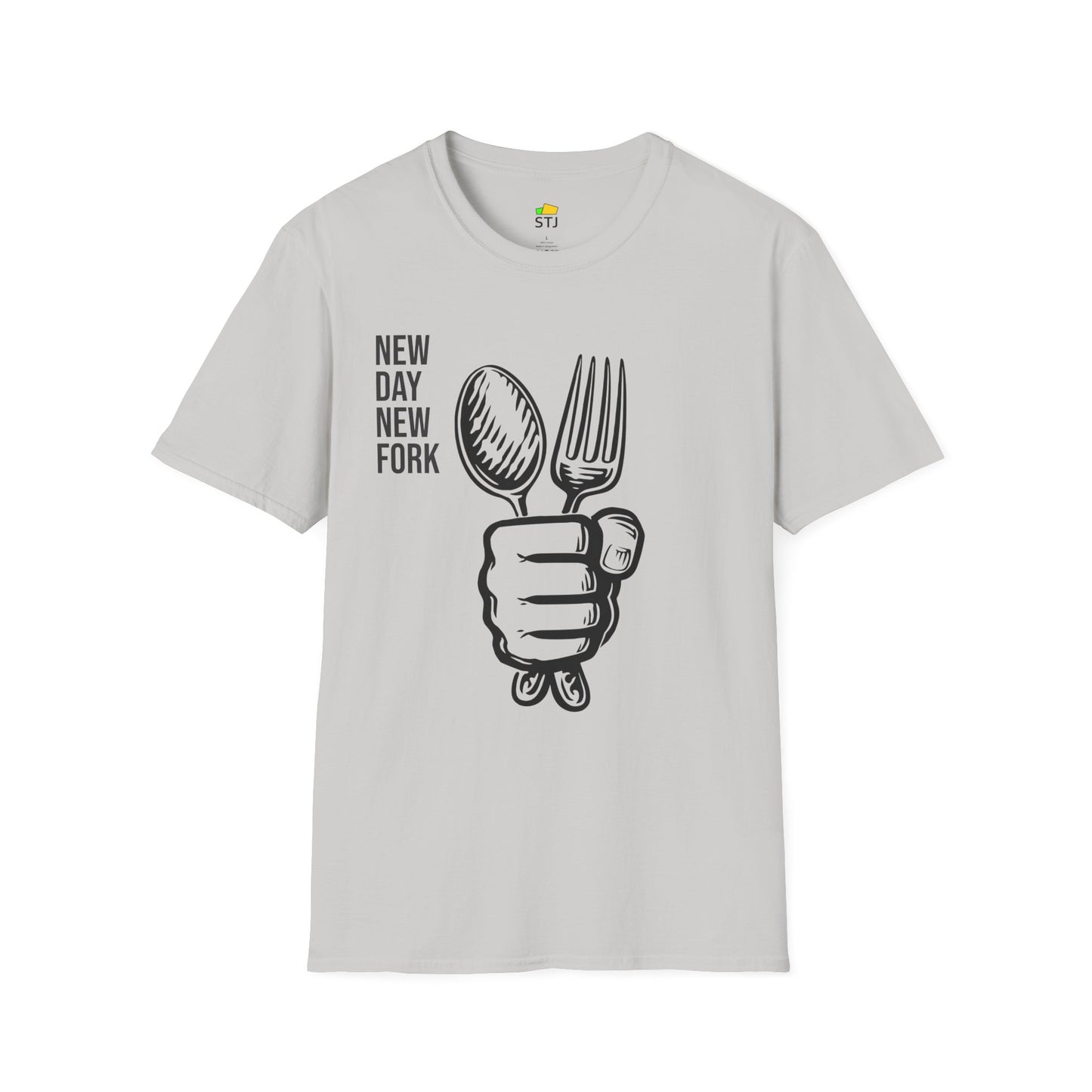 New Day, New Fork – Funny Programmer T-Shirt with Fork & Spoon Illustration