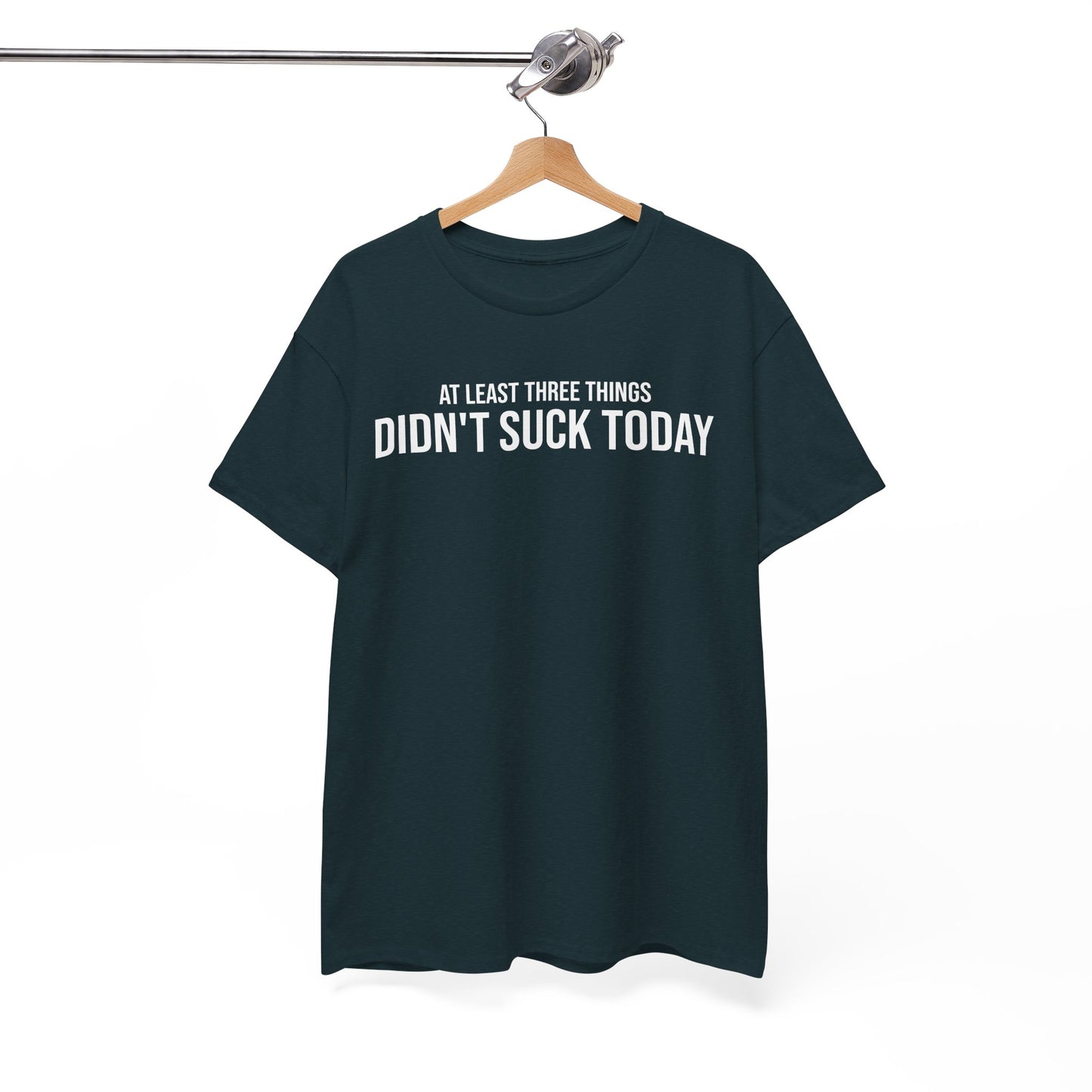 Men Heavy Cotton Tee – ‘At Least Three Things Didn't Suck Today’ | Mental Strength, Relaxation, and Wellness Shirt