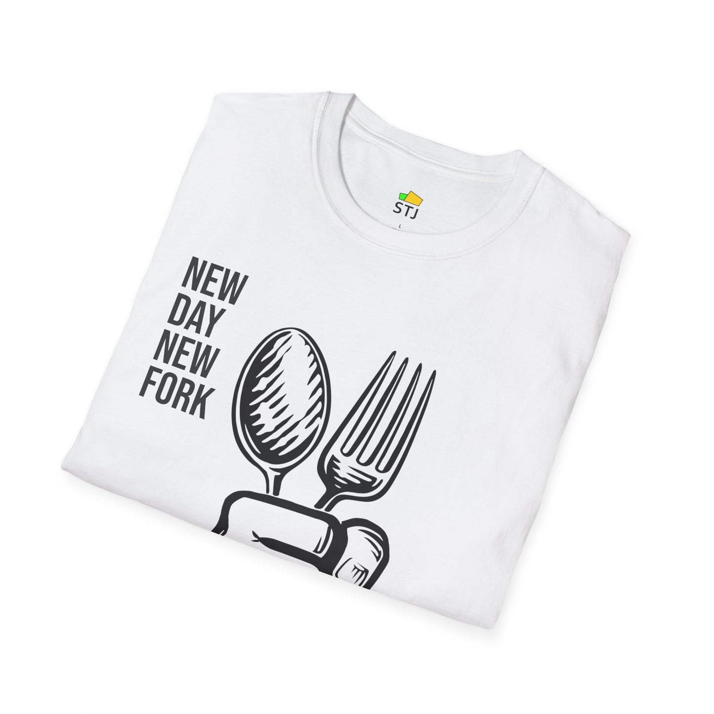 New Day, New Fork – Funny Programmer T-Shirt with Fork & Spoon Illustration