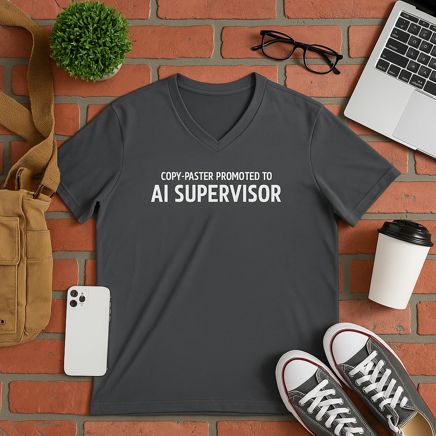 Coder Shirt – "Copy-Paster Promoted to AI Supervisor" – Funny Programming T-Shirt for Developers