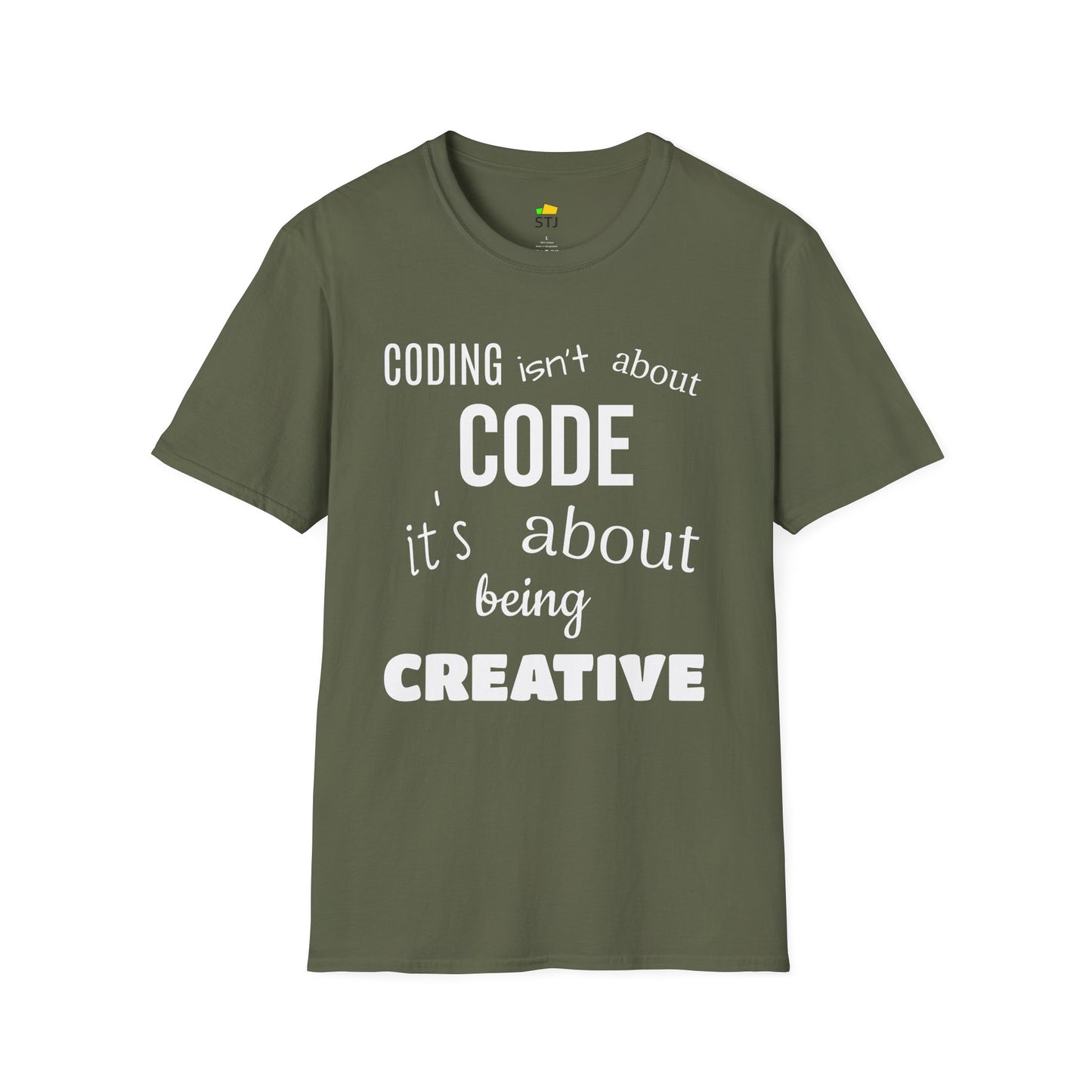 Coder Shirt – "Coding Isn't About Code, It's About Being Creative" – Programming T-Shirt for Developers