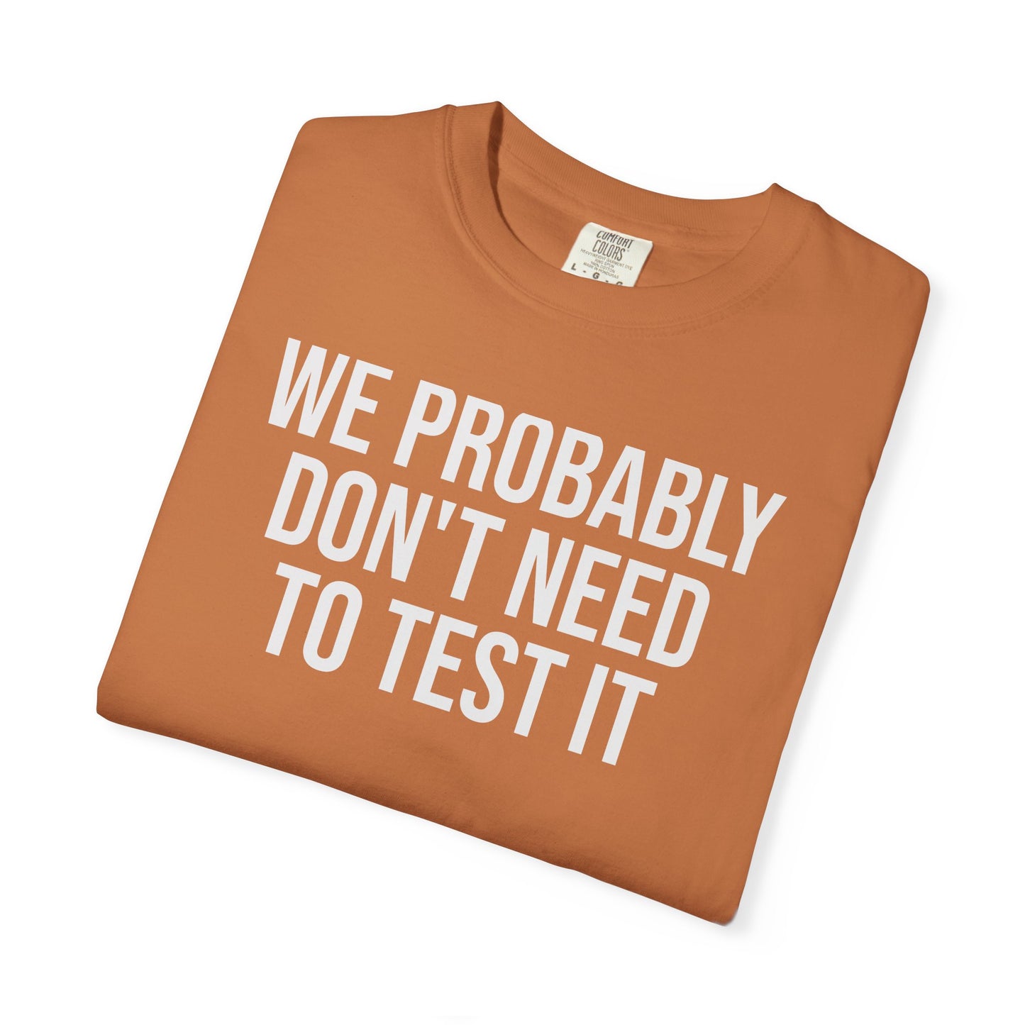 We Probably Don’t Need to Test This – Programmer Humor Shirt for Coders | Comfort Colors 1717