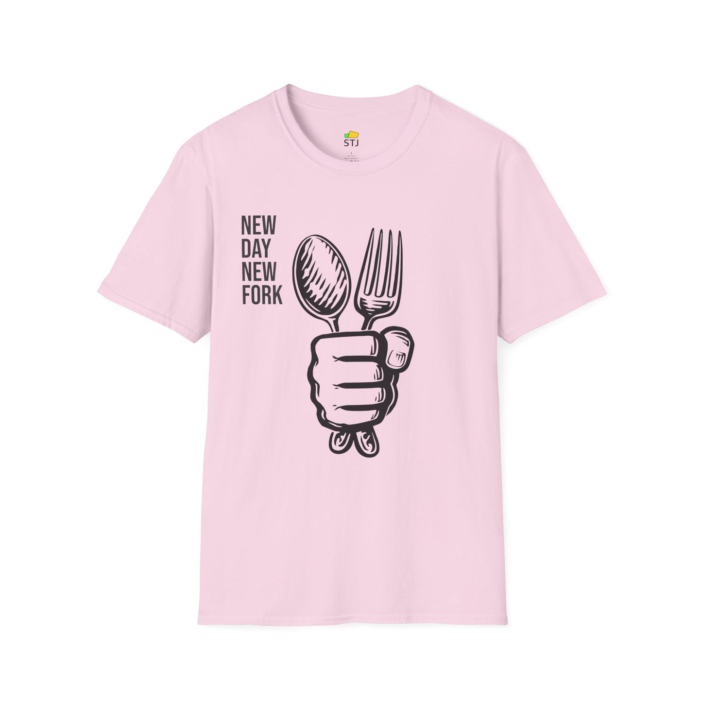 New Day, New Fork – Funny Programmer T-Shirt with Fork & Spoon Illustration