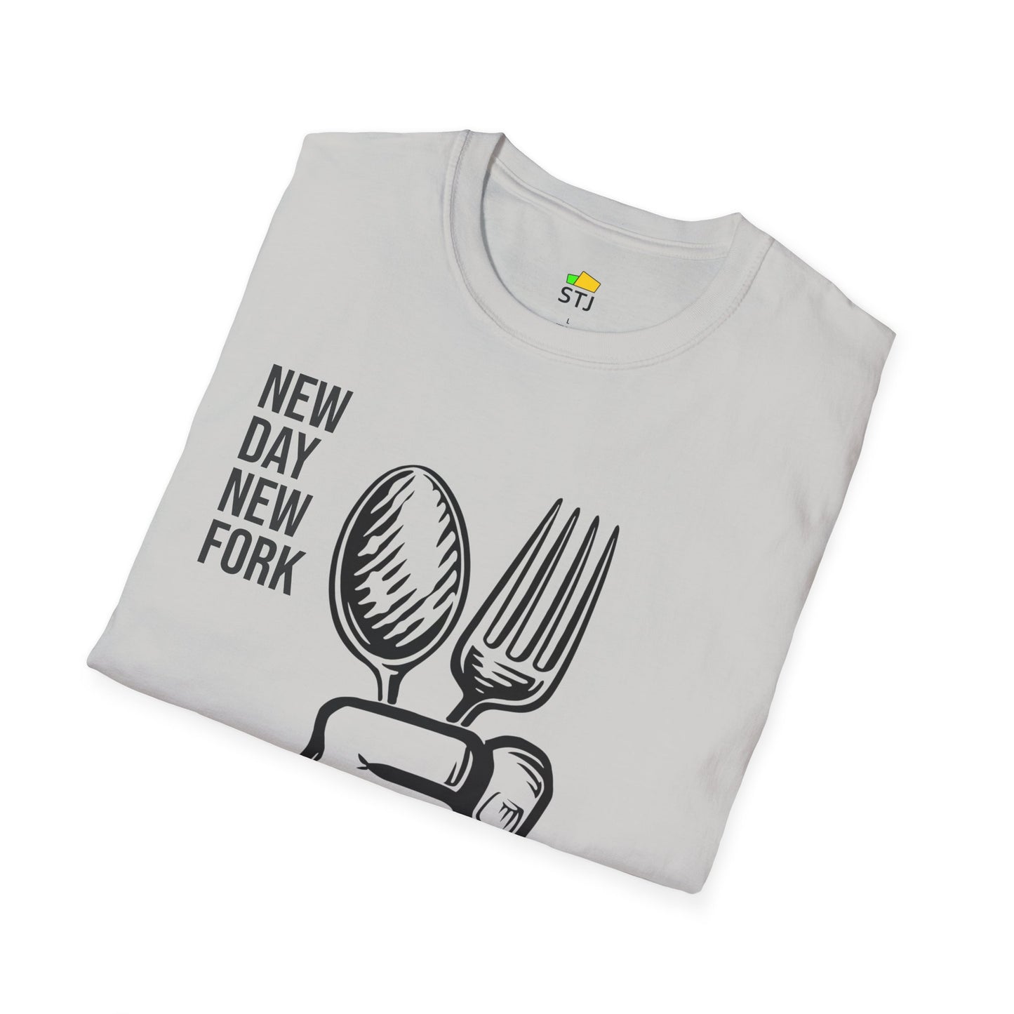 New Day, New Fork – Funny Programmer T-Shirt with Fork & Spoon Illustration