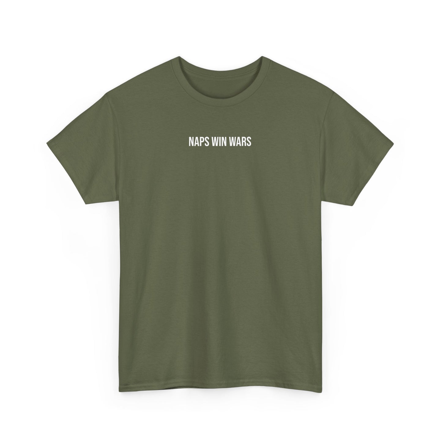 Men Heavy Cotton Tee – ‘Naps Win Wars' | Mental Strength, Relaxation, and Wellness Shirt