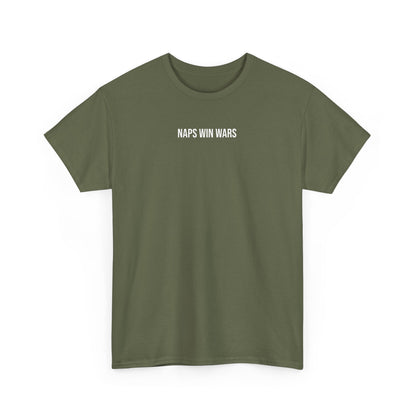 Men Heavy Cotton Tee – ‘Naps Win Wars' | Mental Strength, Relaxation, and Wellness Shirt