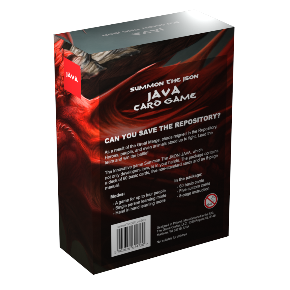 Back view of the Java flashcards box