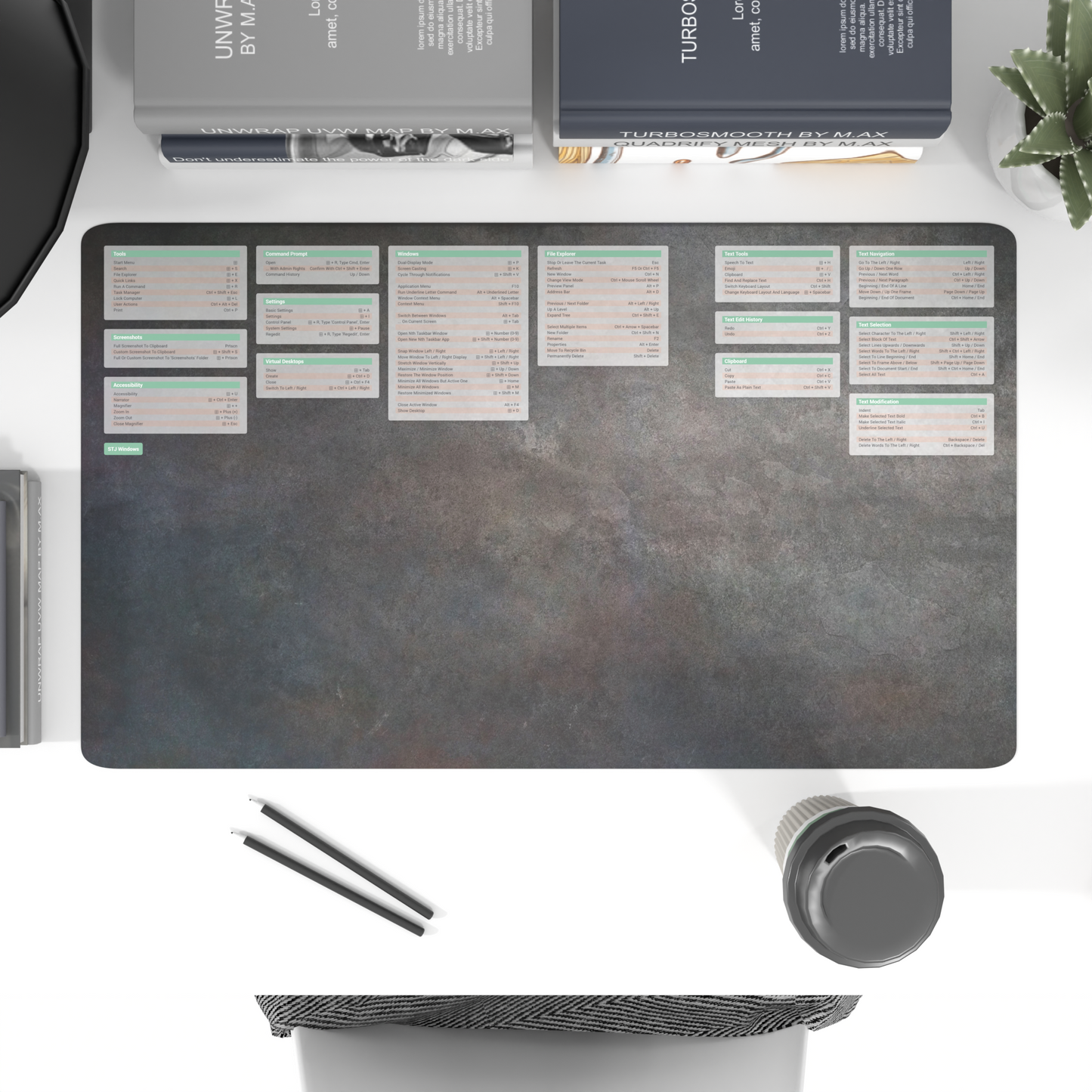 Windows 11/MacOS Keyboard Shortcuts Desk Mat - Debug Desert