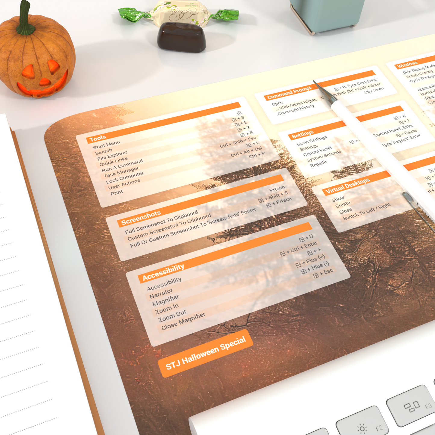 Pumpkin Harvest - Windows 11 Keyboard Shortcuts Desk Mat